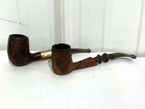 Two Rusticated Briar Tobacco Pipes