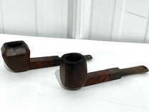 Two Marked Wooden Tobacco Pipes