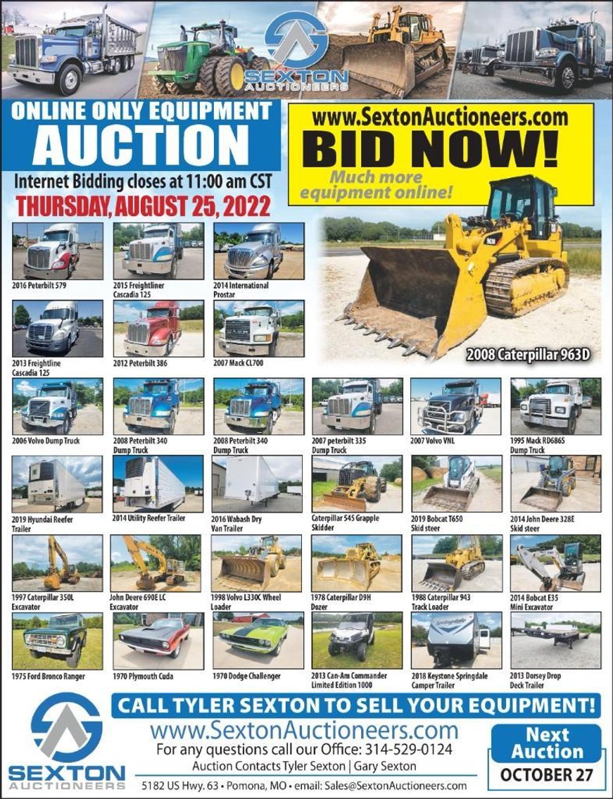 Image for Sexton Auctioneers Thursday August 25th Equipment Auction