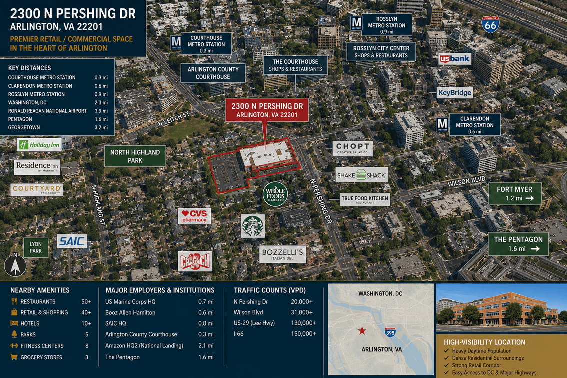 Image for The Bromptons at Lyon Park Retail Auction. Ground-Floor Retail Condo · Two Separately Metered Suites · Arlington, VA 22201