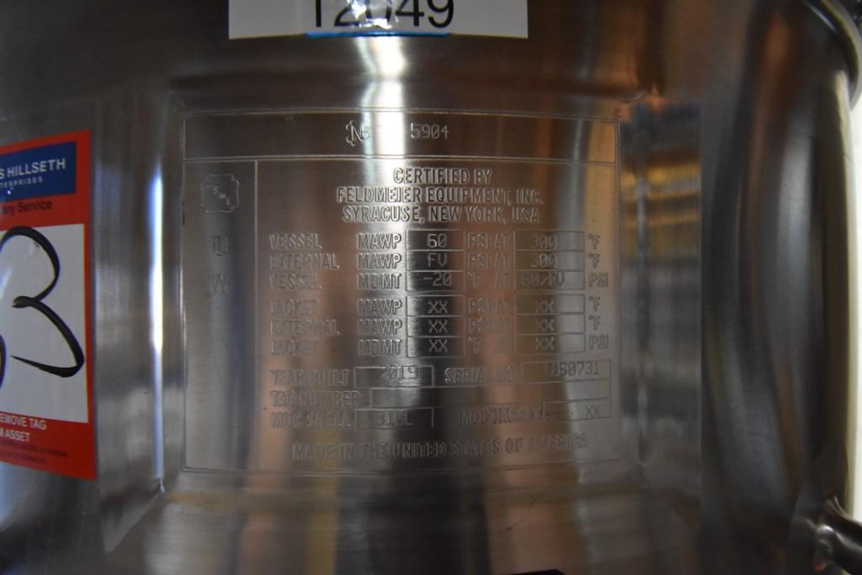 Image for ***SOLD*** MJK1832 Feldmeier jacketed tank 600 L