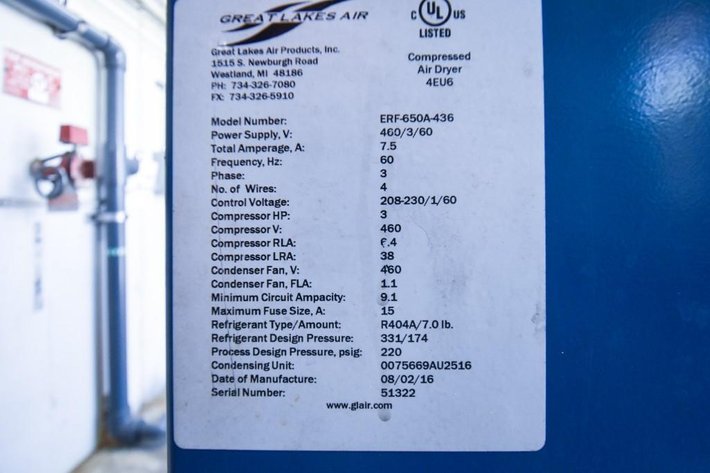 Image for ***SOLD*** MJK2258 Great Lake Air Compressor ERF-650A-436