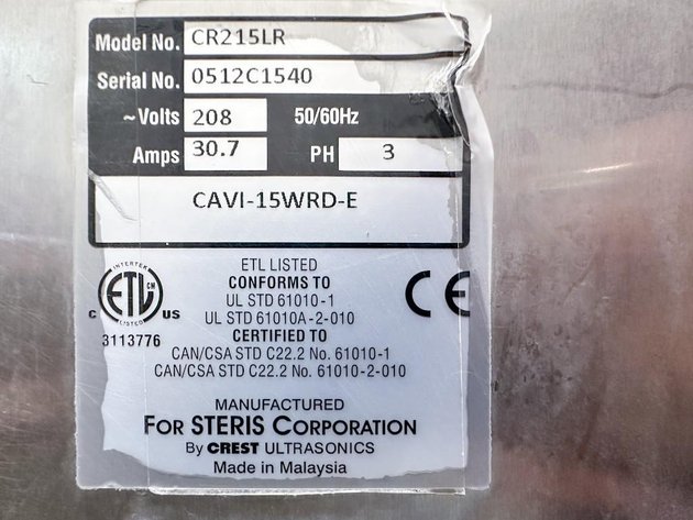 Image for MJK2537 Steris Caviwave Ultrasonic Cleaning System