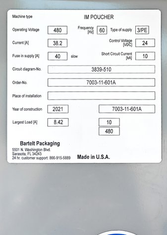 Image for MJK2554 NEW / UNUSED Bartelt® Machine Model IM-7