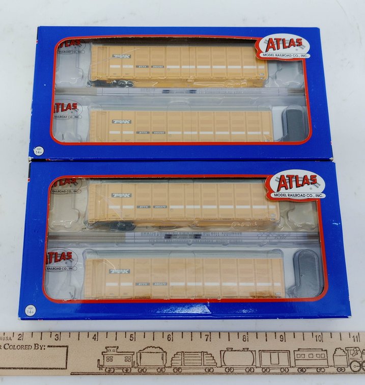 2 ATLAS N SCALE 50 002 317 & 318 TTX ARTICULATED AUTO CARRIERS, 2 OBS  INV 263331574