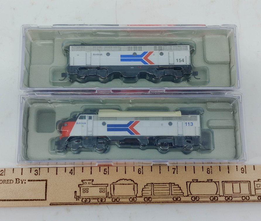 2 TRAINWORX N SCALE AMTRAK EMD FP7 69954-03 & F7B 69754-03 LOCOMOTIVES, 2 OBS  INV 263331578