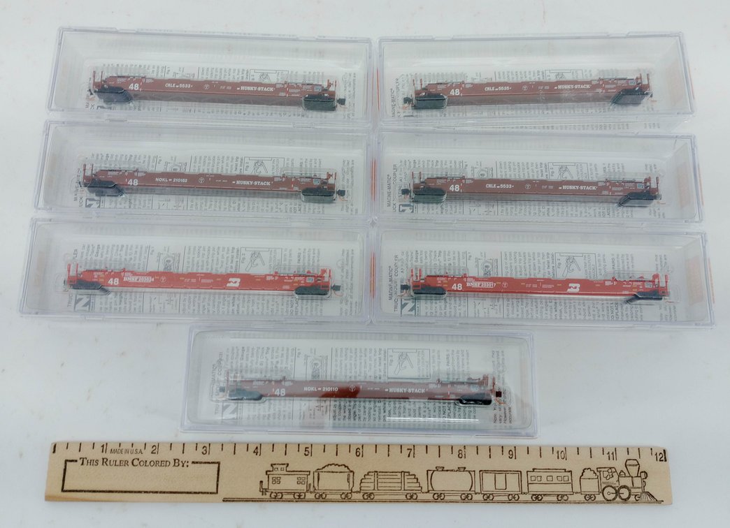 7 MICRO-TRAINS N SCALE HUSKY STACK WELL CARS BNSF COE RAIL NOKL, 7 OBS  INV 263331580