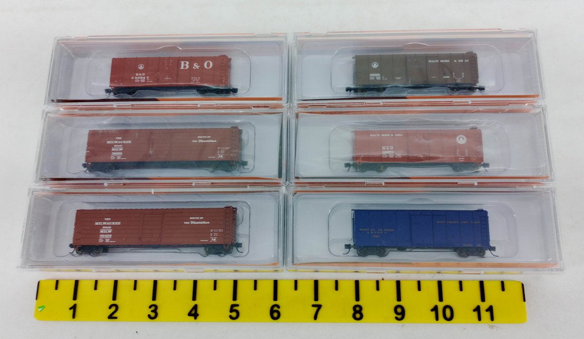 6 FOX VALLEY MODELS N SCALE MILWAUKEE ROAD & B&O BOXCARS, 6 OBS  INV 263331769