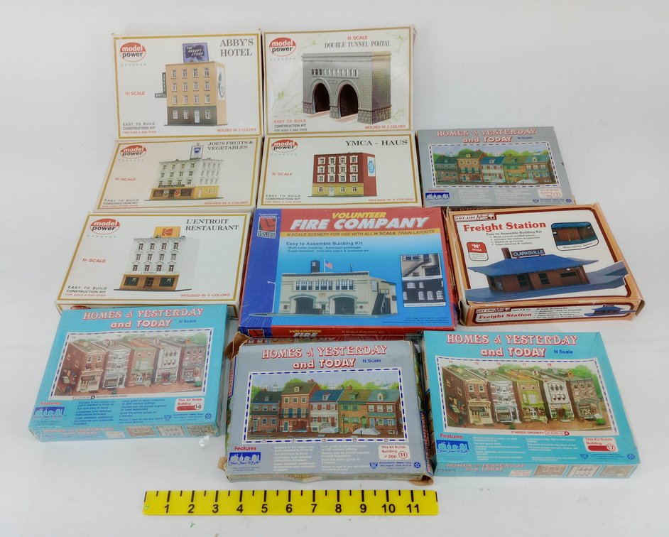 11 MODEL POWER & LIFE-LIKE N SCALE BUILDING KITS, 11 OBS NNC  INV 263331787