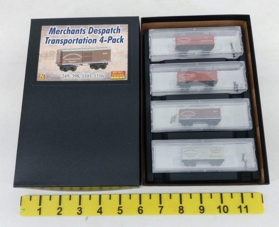 4 MICRO-TRAINS LINE N SCALE MERCHANTS DESPATCH TRANSPORTATION CARS 249 398 3101 1516, OB  INV 263331778
