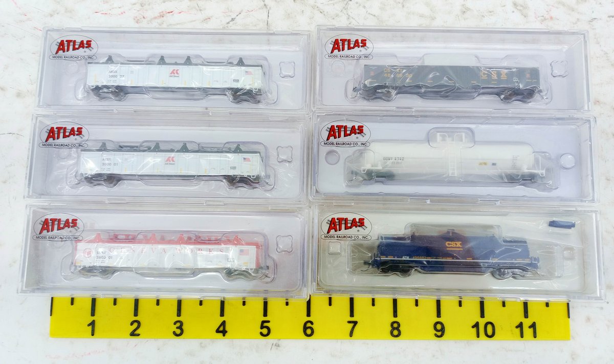 6 ATLAS N SCALE GONDOLAS, TANK CAR & COIL STEEL CAR, 6 OBS  INV 263331804