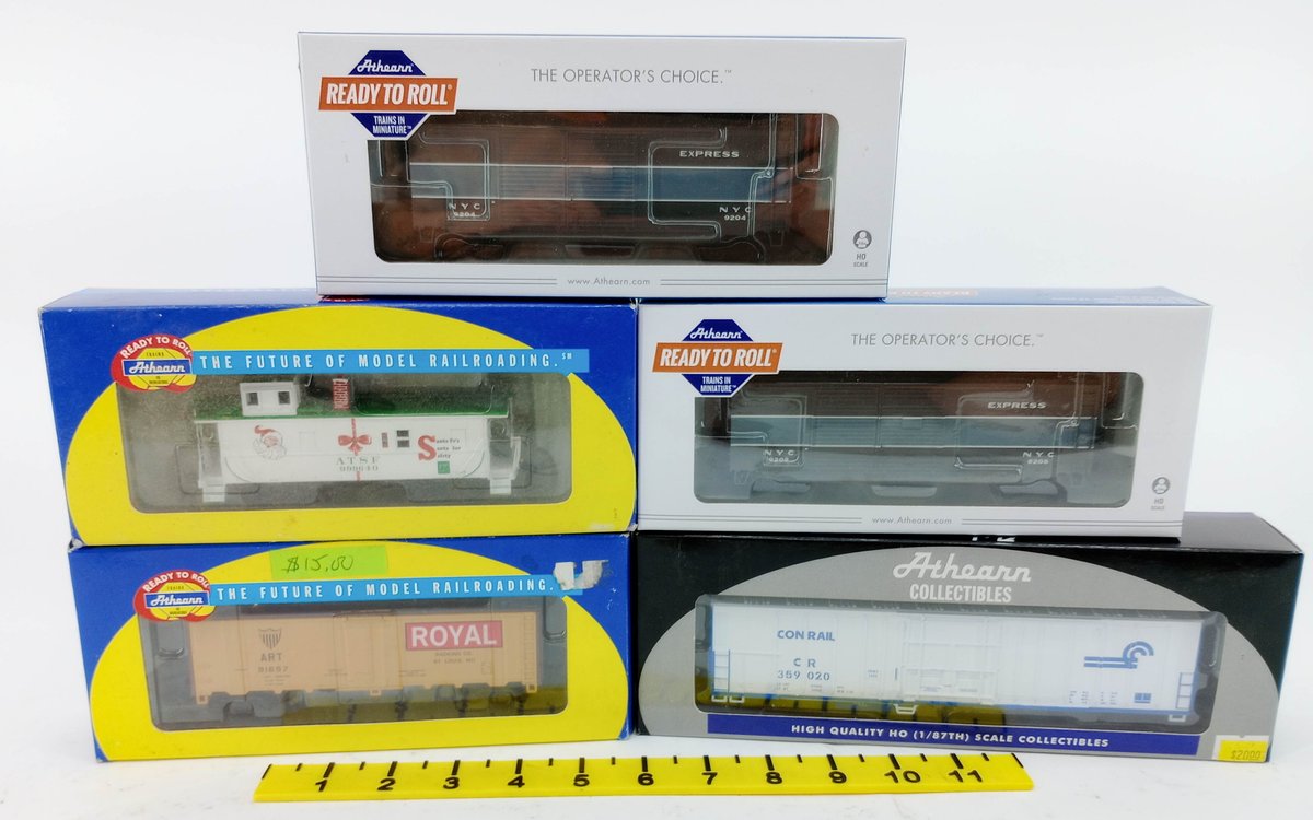 5 ATHEARN HO NYC EXPRESS BOXCARS, SANTA FE CABOOSE, ART REEFER & CONRAIL REEFER, 5 OBS  INV 263331858