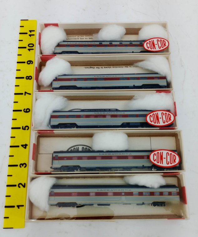 5 CON-COR N SCALE LACKAWANNA CORRUGATED PASSENGER CARS, 5 OBS  INV 263331893