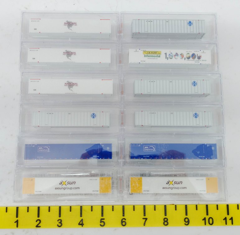 MICRO-TRAINS LINE N SCALE ASSORTED SANTA FE, NATIONAL FAST FREIGHT, APL & AX SUN CONTAINERS, 12 OBS  INV 263331887