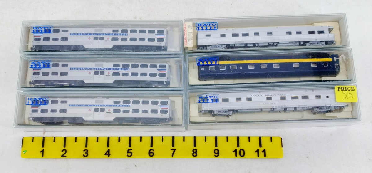 6 KATO N SCALE VRE BI-LEVEL COACHES & PASSENGER CARS, 6 OBS INV 263331939