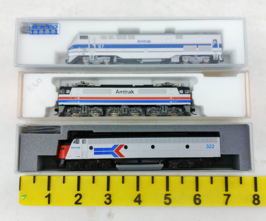 3 KATO N SCALE AMTRAK LOCOMOTIVES INCL E60 & 322, 3 OBS INV 263331942