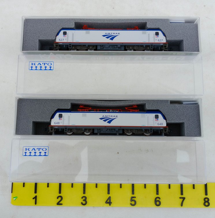 2 KATO N 137-3002 & 137-3003 AMTRAK ACS-64 LOCOMOTIVES #627 & #648, 2 OBS INV 263331944