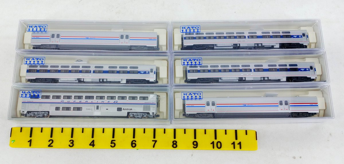 6 KATO N SCALE AMTRAK VIEWLINER & SUPERLINER PASSENGER CARS, 6 OBS INV 263331949