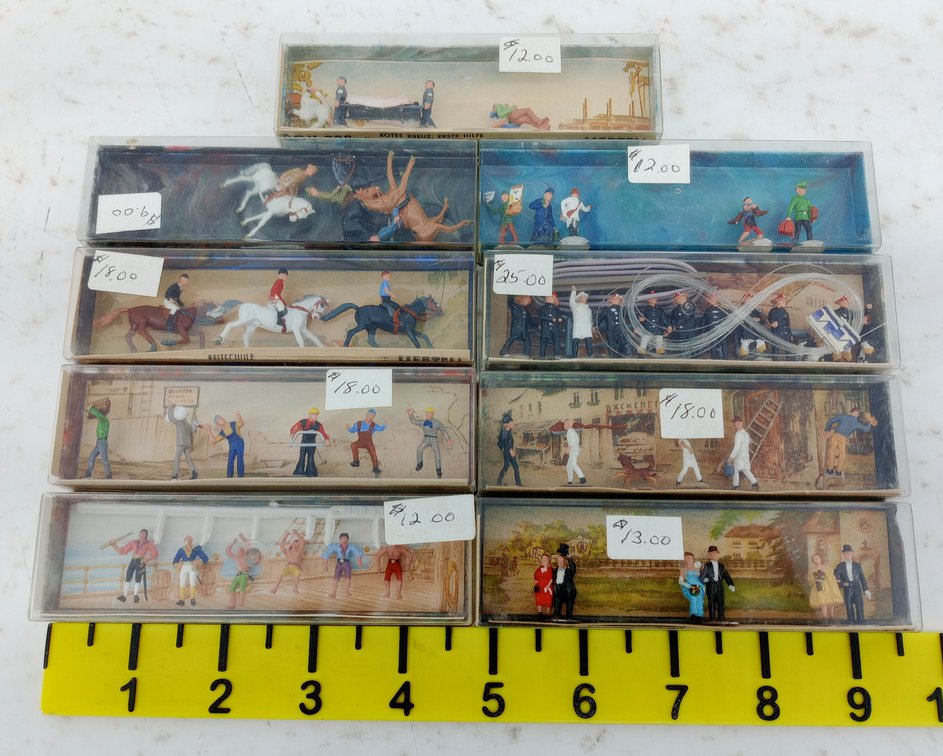 MERTEN HO SCALE FIGURE SETS INCL FIREMEN, HORSES & RIDERS, WEDDING, SAILORS, ASSORTED SOME OBS  INV 263390107