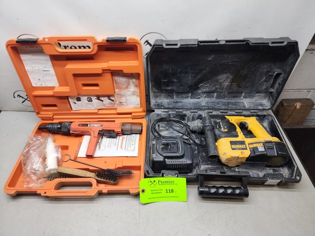 Image for DeWalt 18V Hammer Drill and Ramset Powder Actuated Nailer.