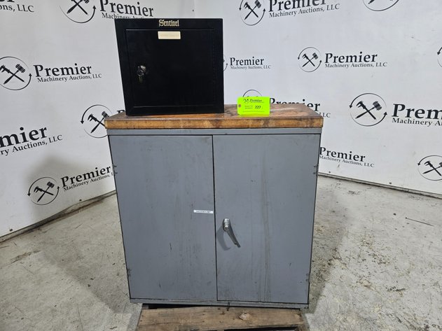 Image for 2-Door Metal Cabinet with Wood Top and Key.