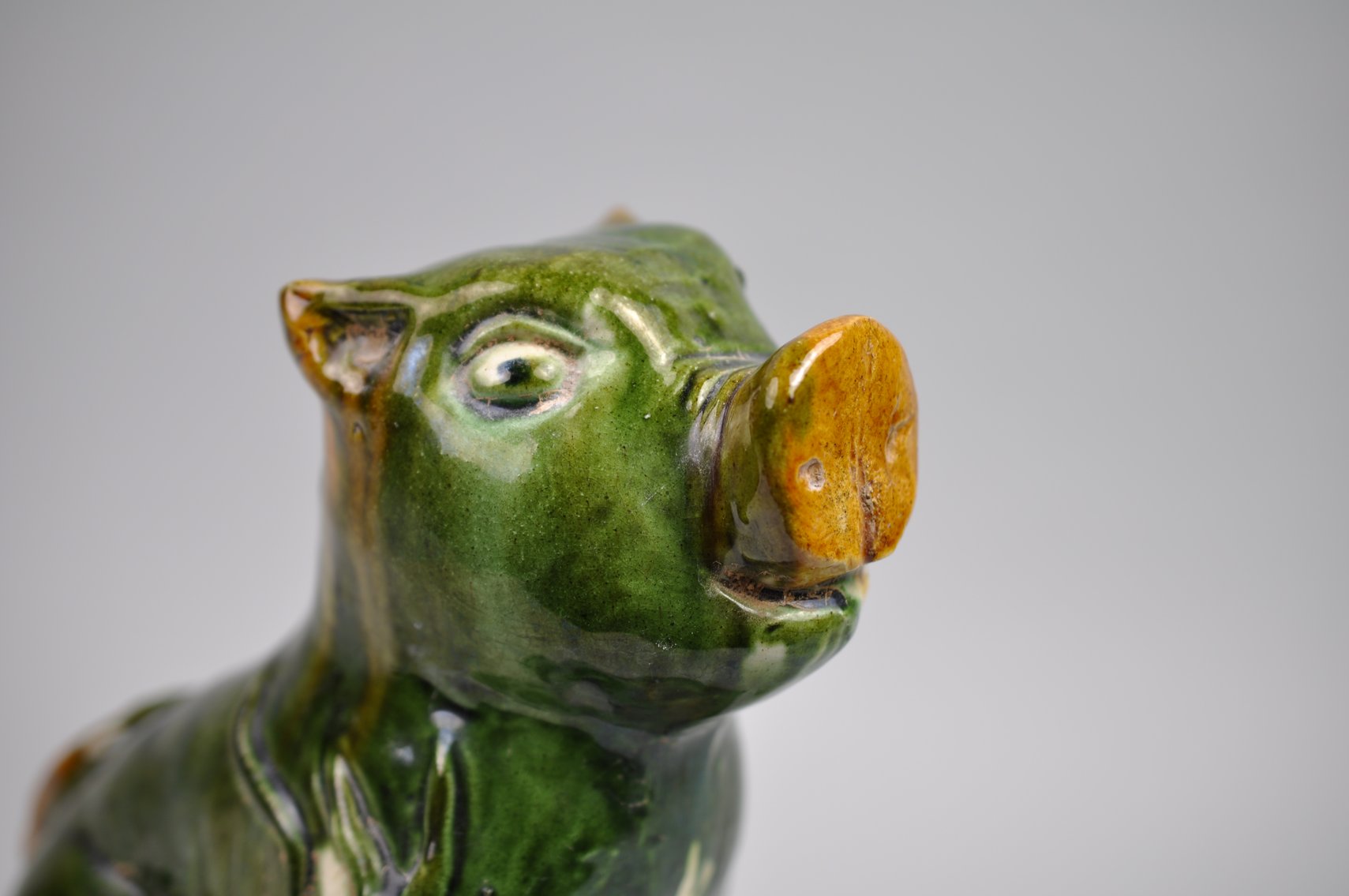 Chinese Sancai Glazed Pig Foo/Qilin Dog 20th Century Roof Tile