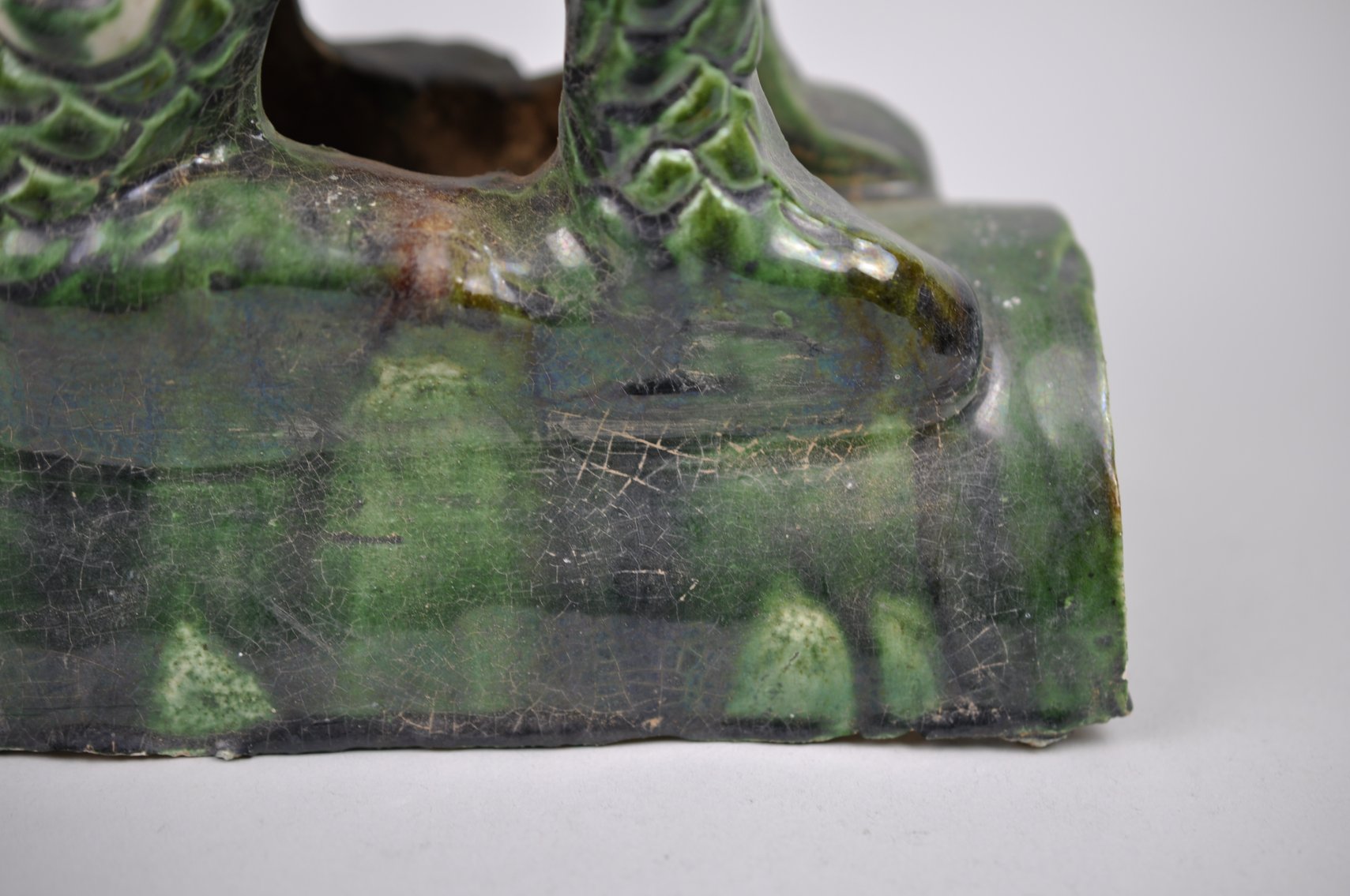Chinese Sancai Glazed Lizard Foo/Qilin Dog 20th Century Roof Tile