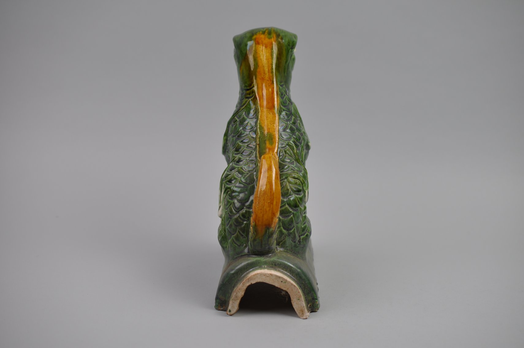 Chinese Sancai Glazed Lizard Foo/Qilin Dog 20th Century Roof Tile