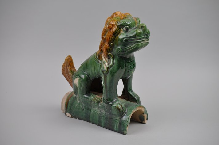 Chinese Sancai Glazed Foo Dog 20th Century Roof Tile