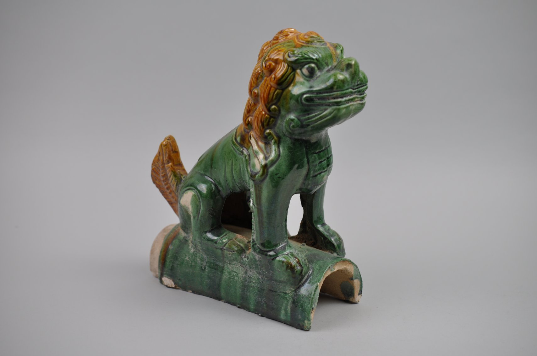 Chinese Sancai Glazed Foo Dog 20th Century Roof Tile
