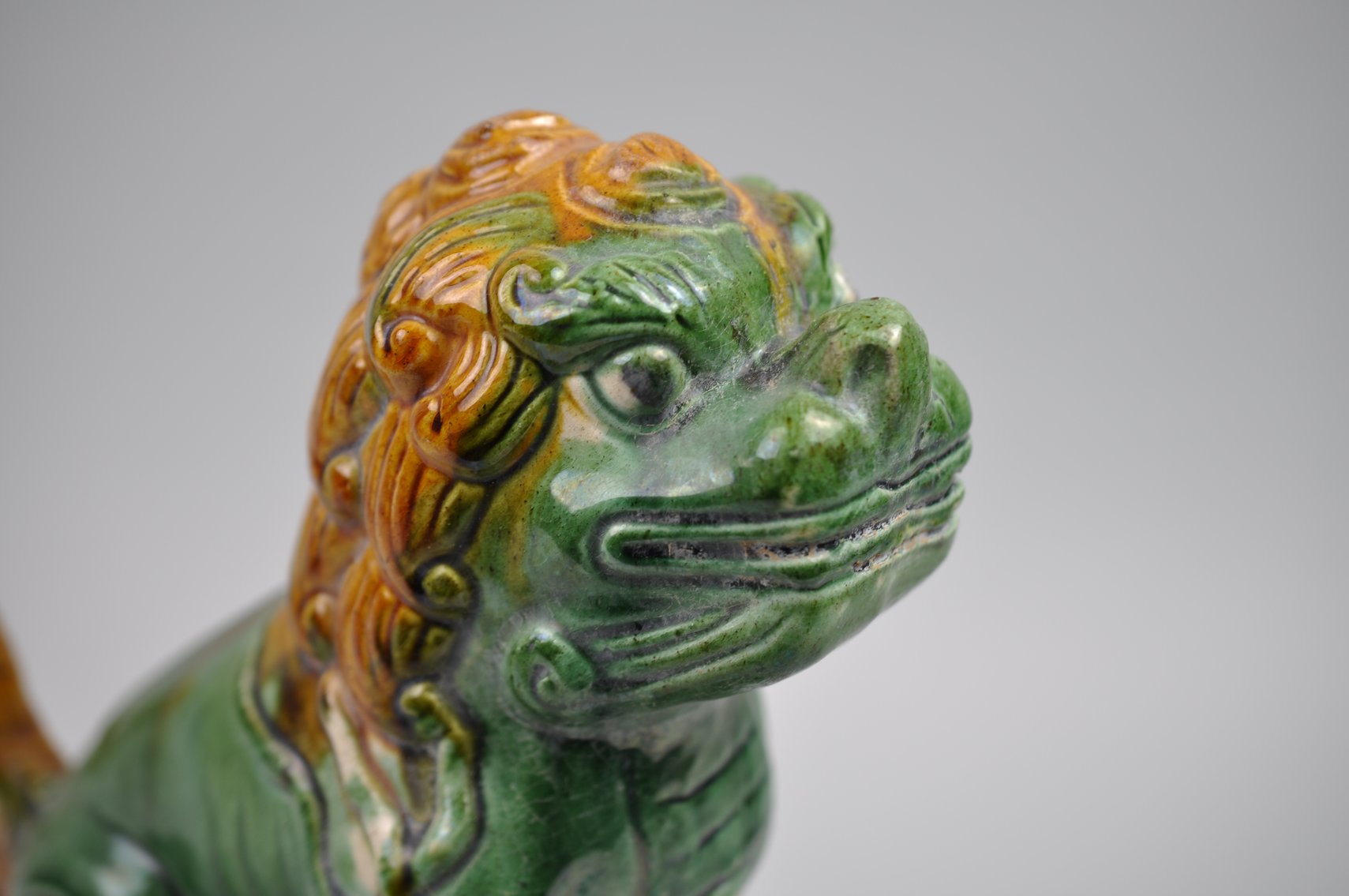 Chinese Sancai Glazed Foo Dog 20th Century Roof Tile
