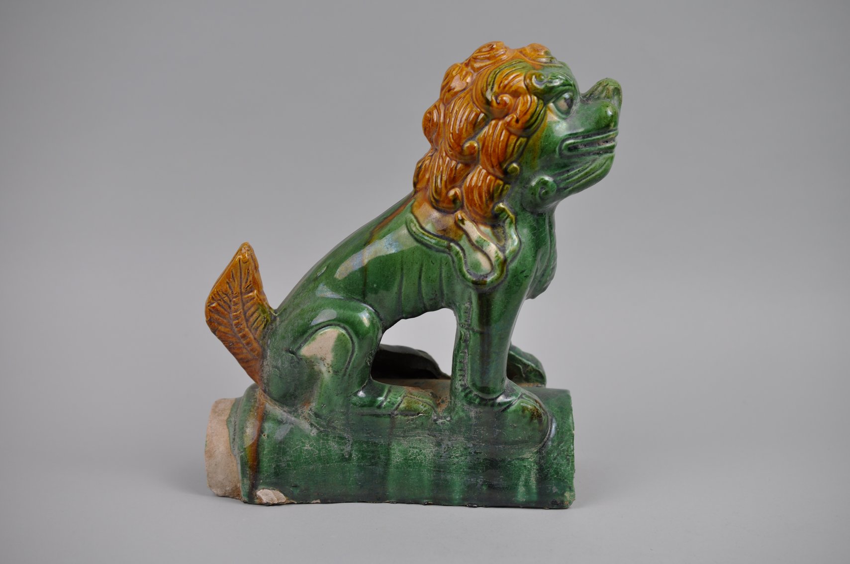 Chinese Sancai Glazed Foo Dog 20th Century Roof Tile