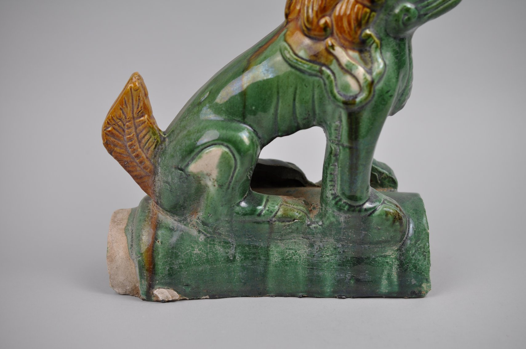 Chinese Sancai Glazed Foo Dog 20th Century Roof Tile