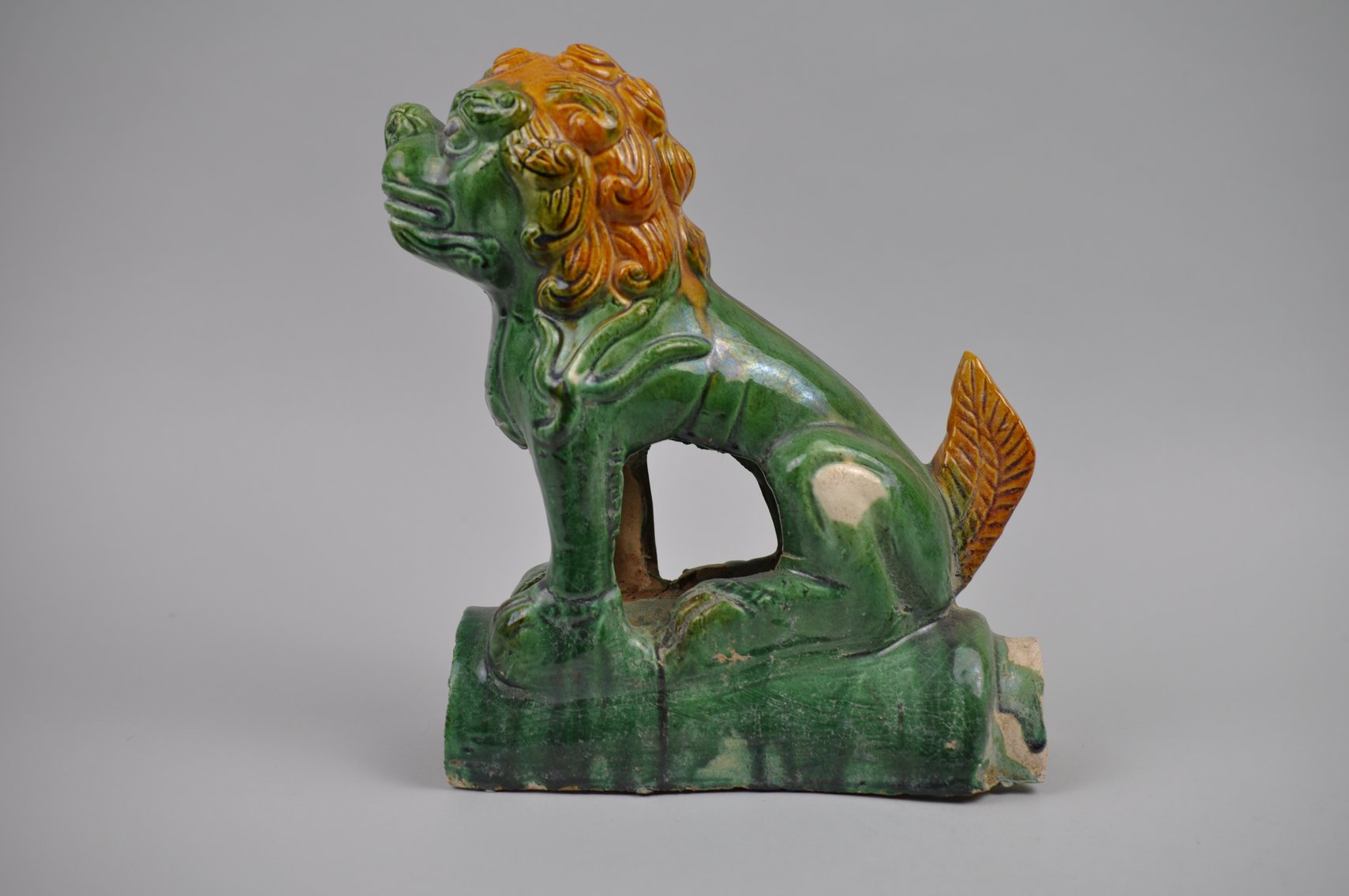 Chinese Sancai Glazed Foo Dog 20th Century Roof Tile