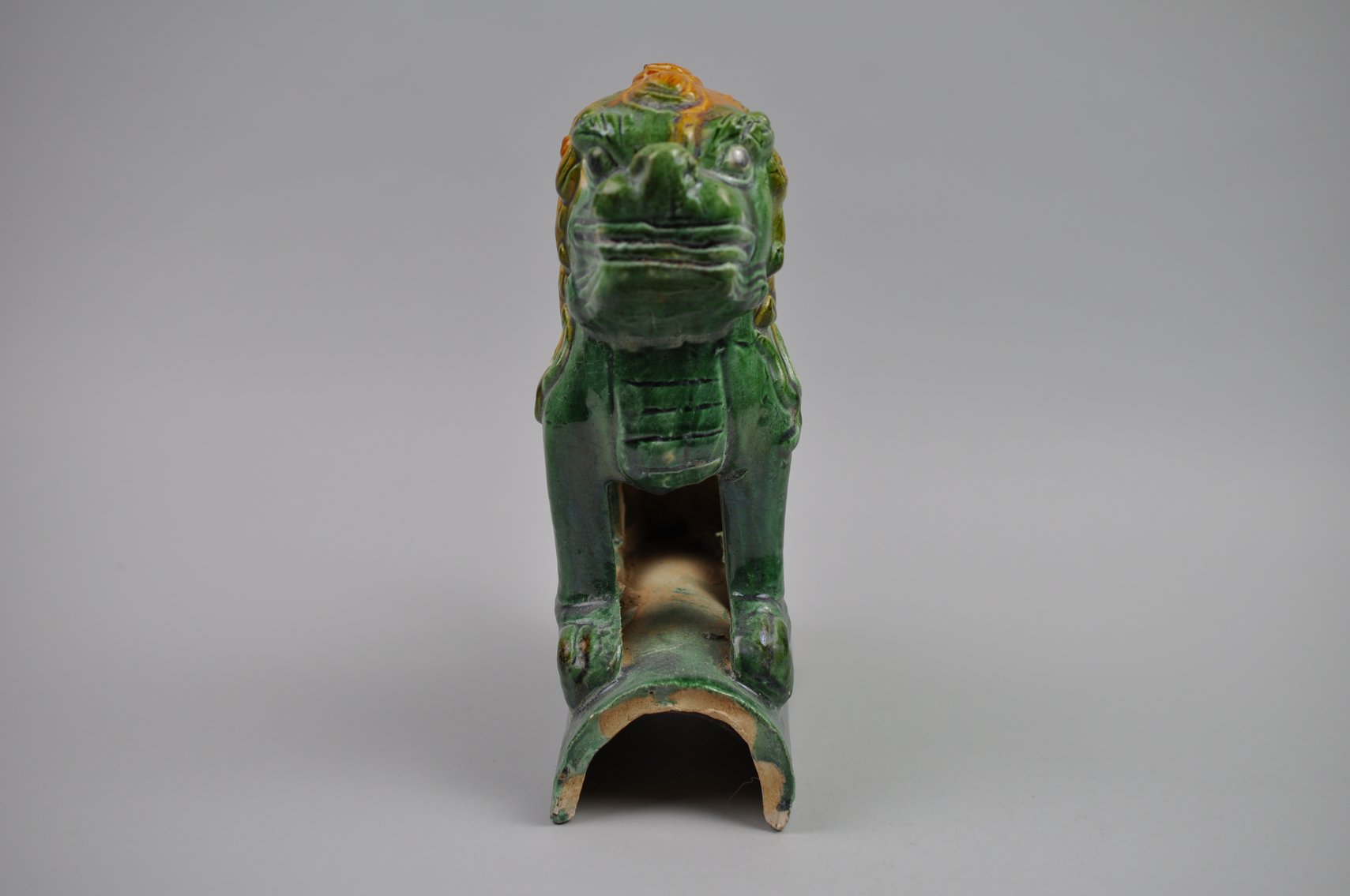Chinese Sancai Glazed Foo Dog 20th Century Roof Tile