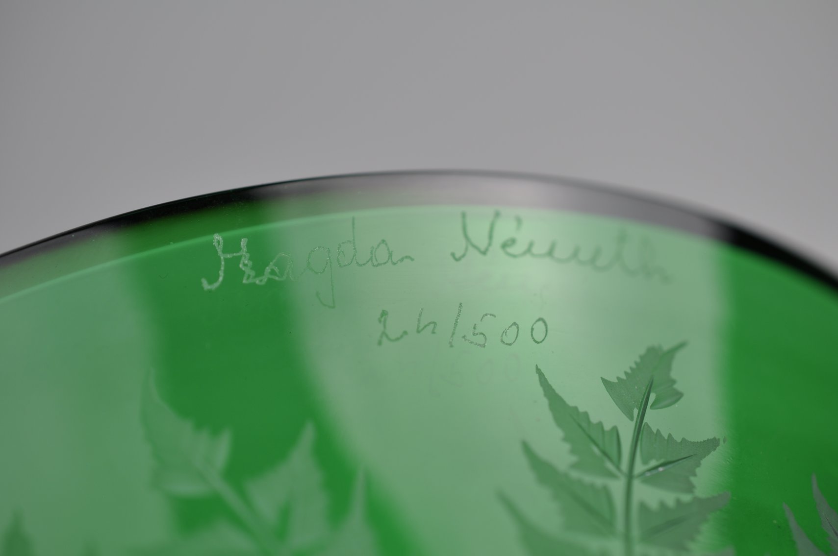 Bohemian Green Cut Crystal Pedestal Bowl
