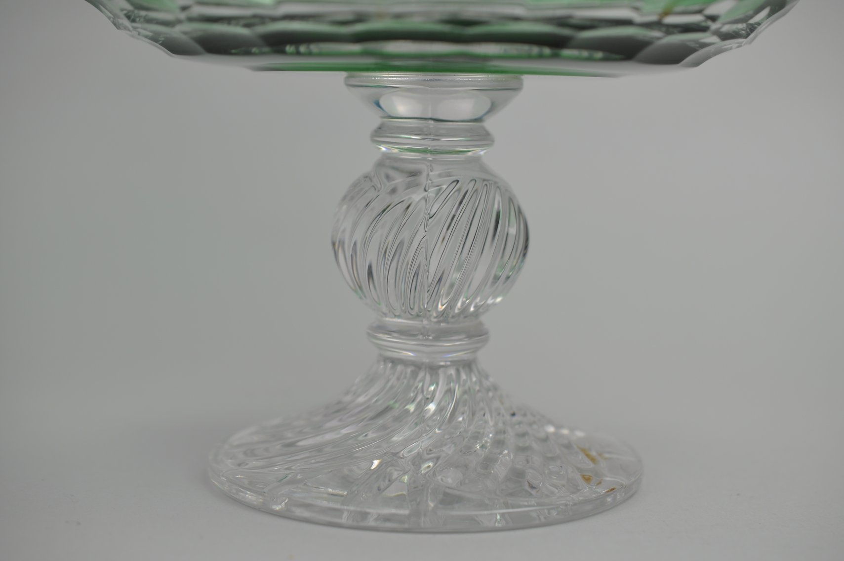 Bohemian Green Cut Crystal Pedestal Bowl