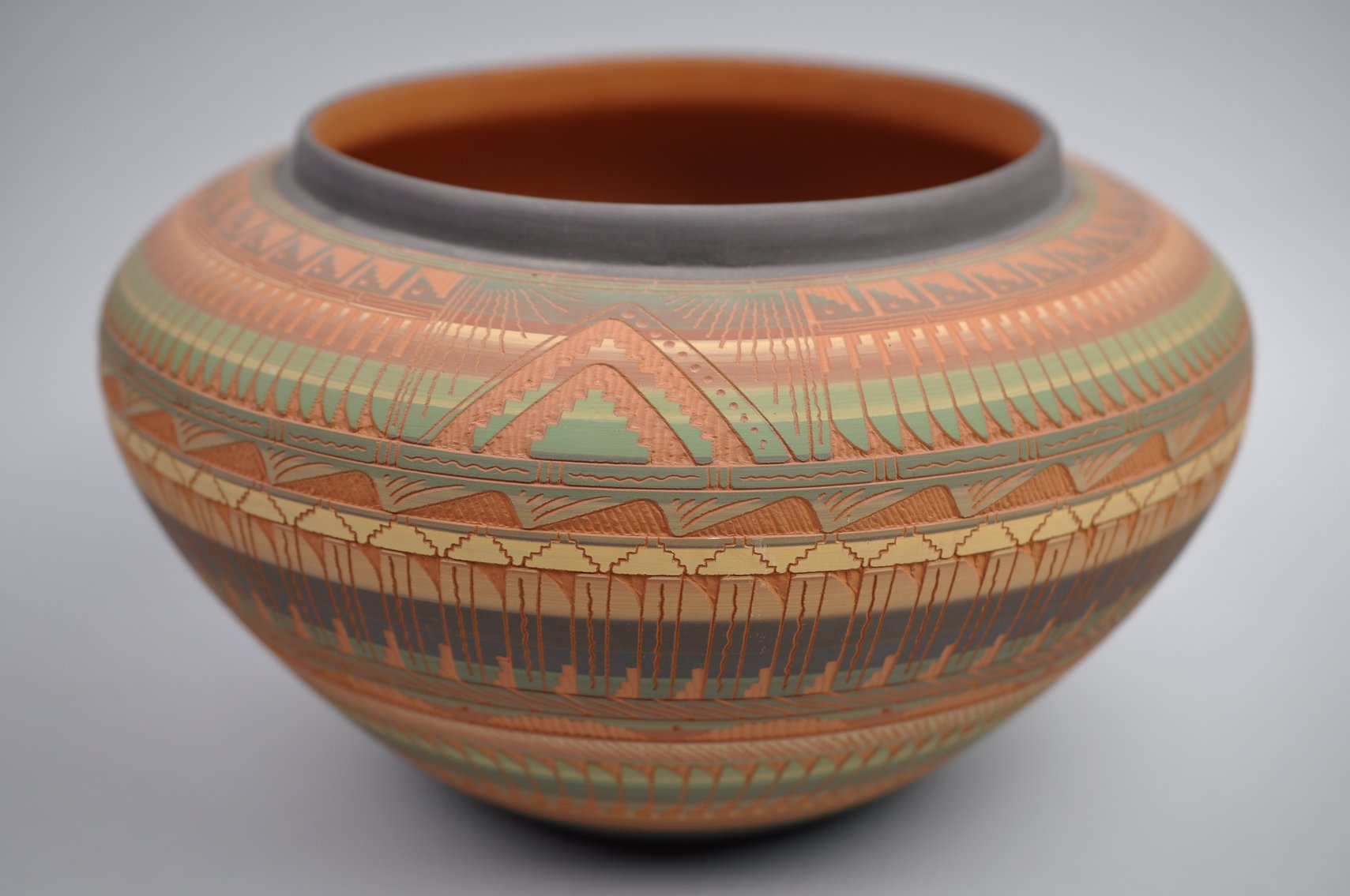 Navajo Pottery Vases w/ Ornate Carvings