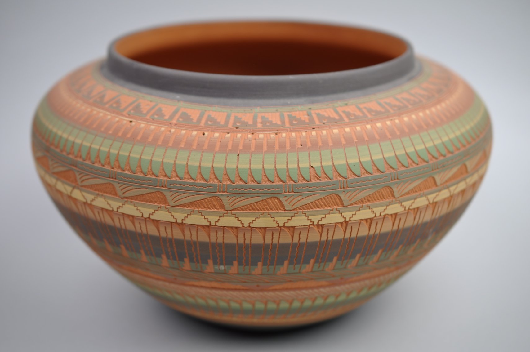 Navajo Pottery Vases w/ Ornate Carvings