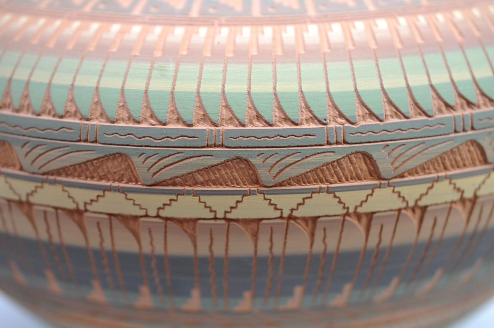 Navajo Pottery Vases w/ Ornate Carvings