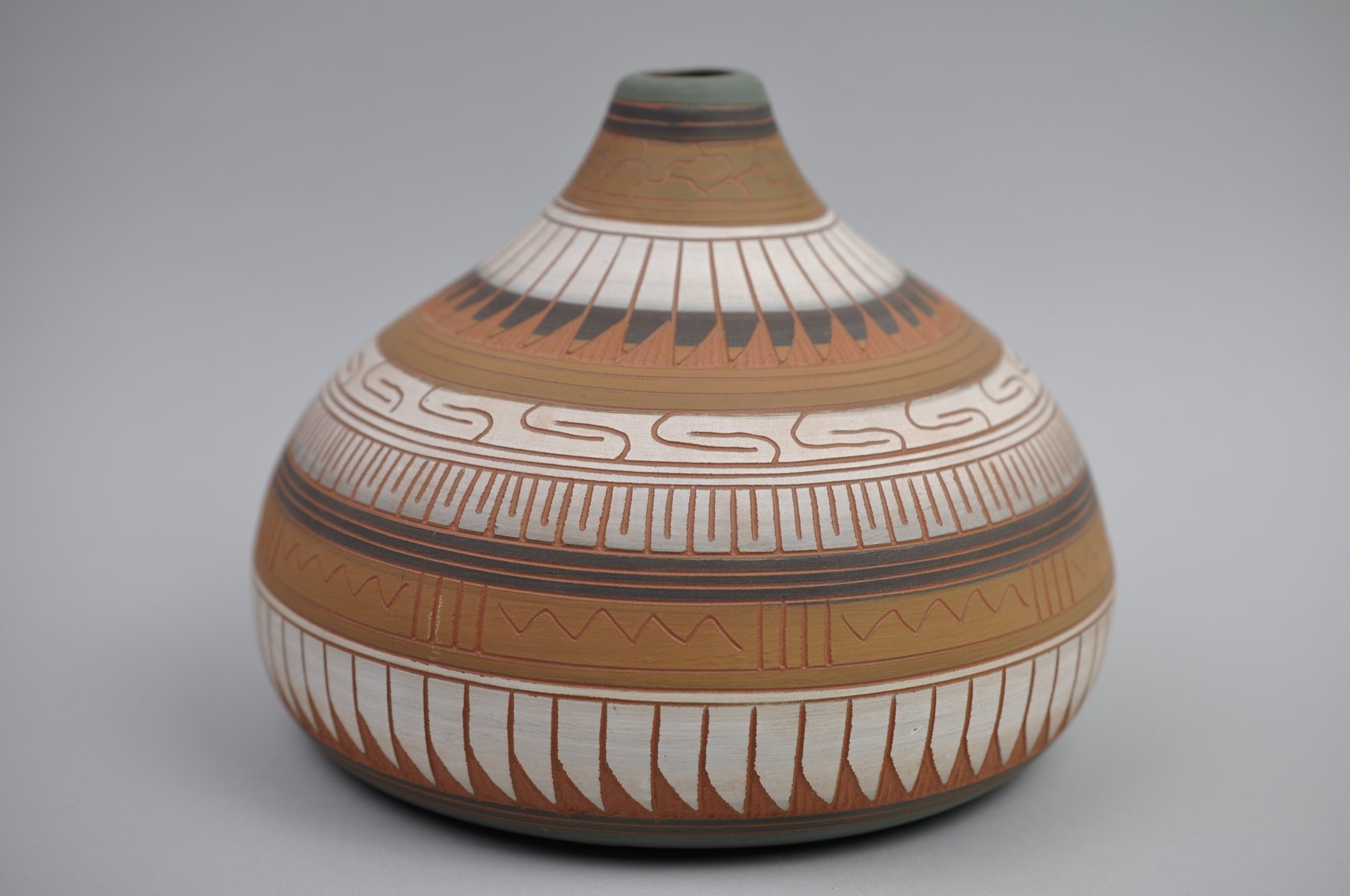 Navajo Pottery Vases w/ Ornate Carvings