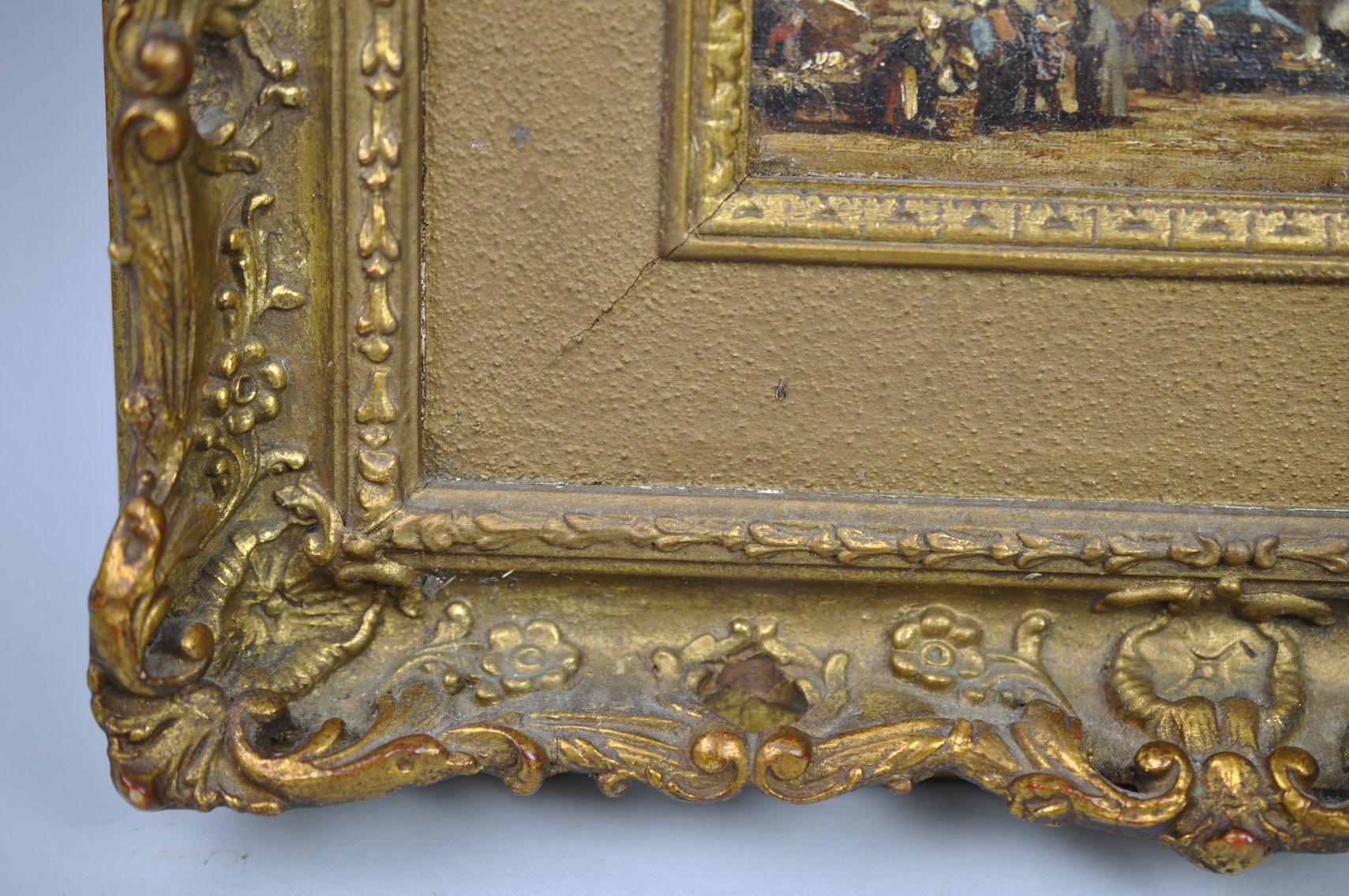 19th Century European Town Oil Painting
