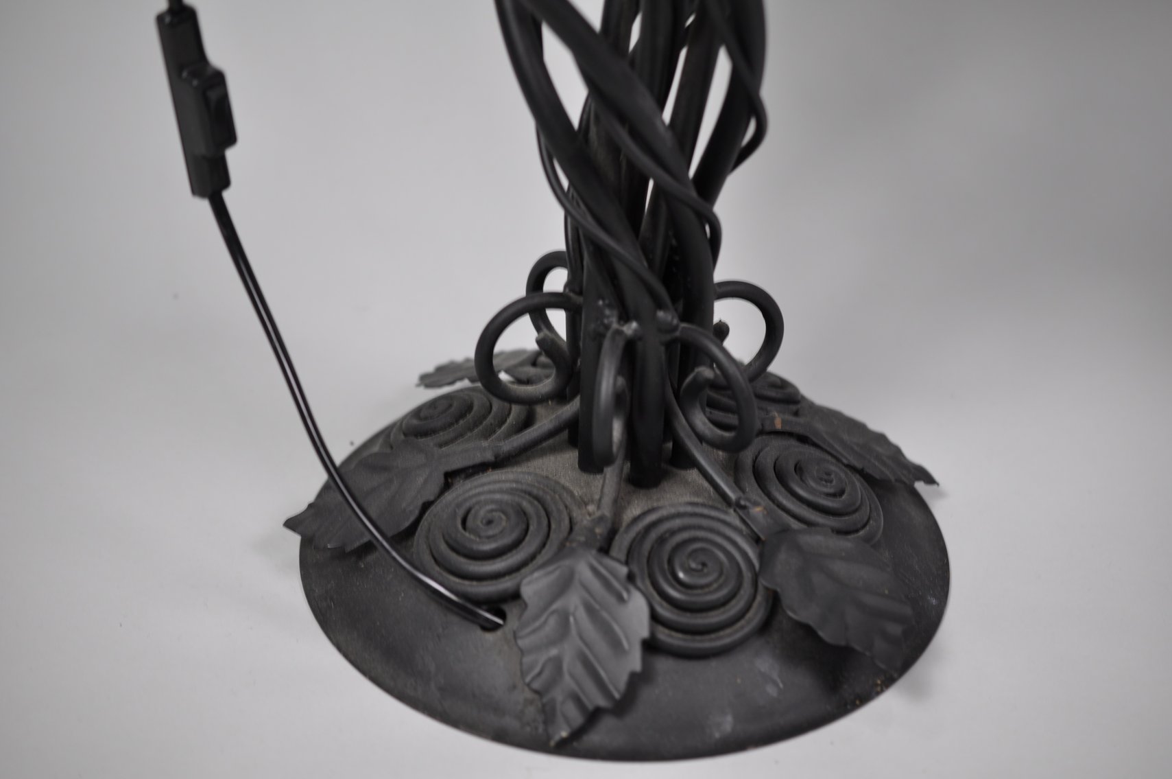 Wrought Iron Floor Lamp Set w/Glass Shades