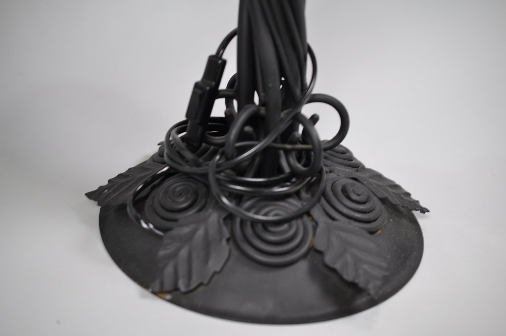 Wrought Iron Floor Lamp Set w/Glass Shades