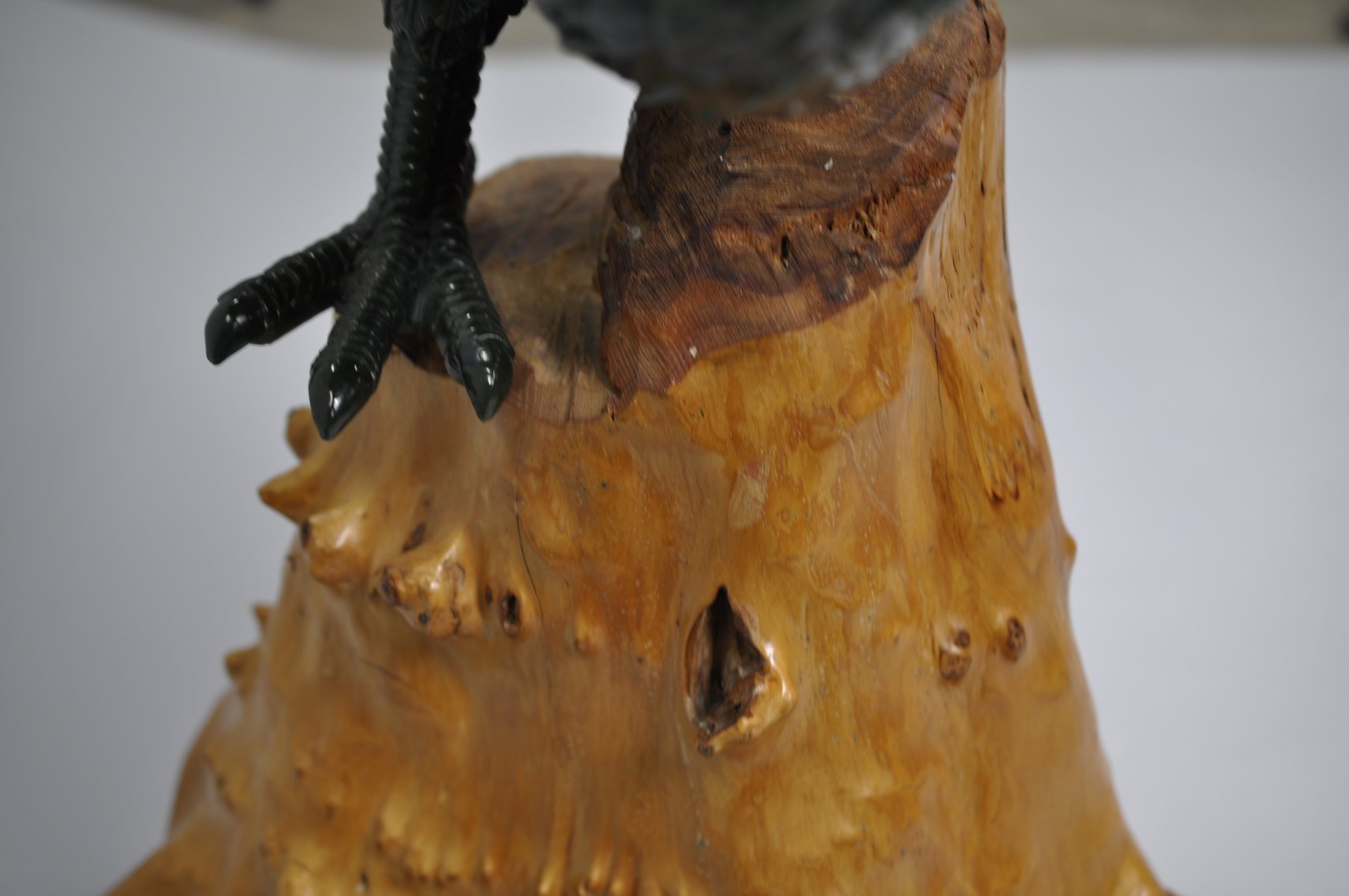 Jade Eagle on a Log Stand