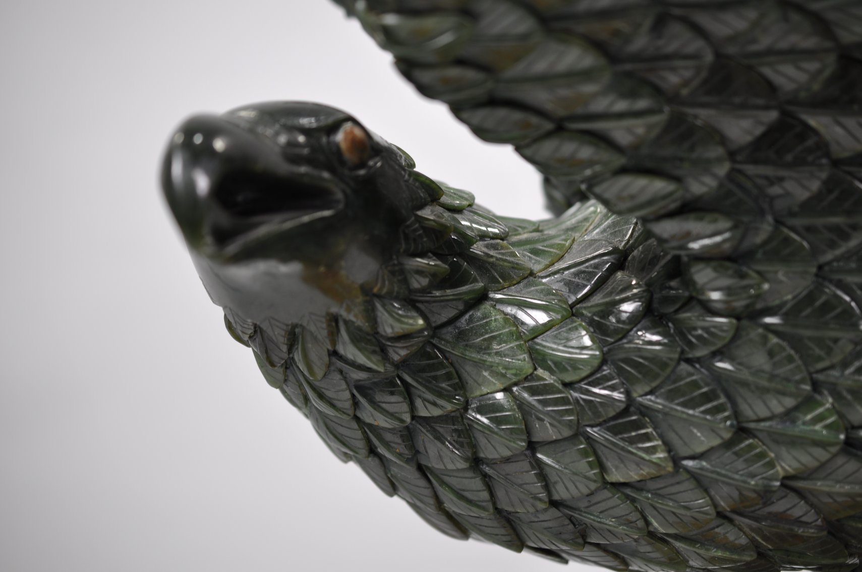 Jade Eagle on a Log Stand