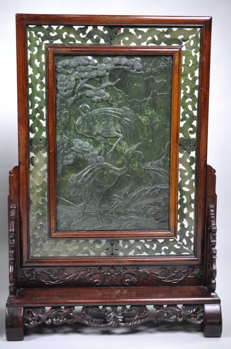 Jade Table Screens w/ Wood Frames