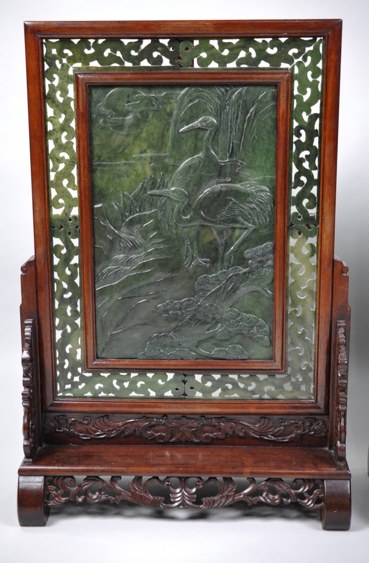 Jade Table Screens w/ Wood Frames