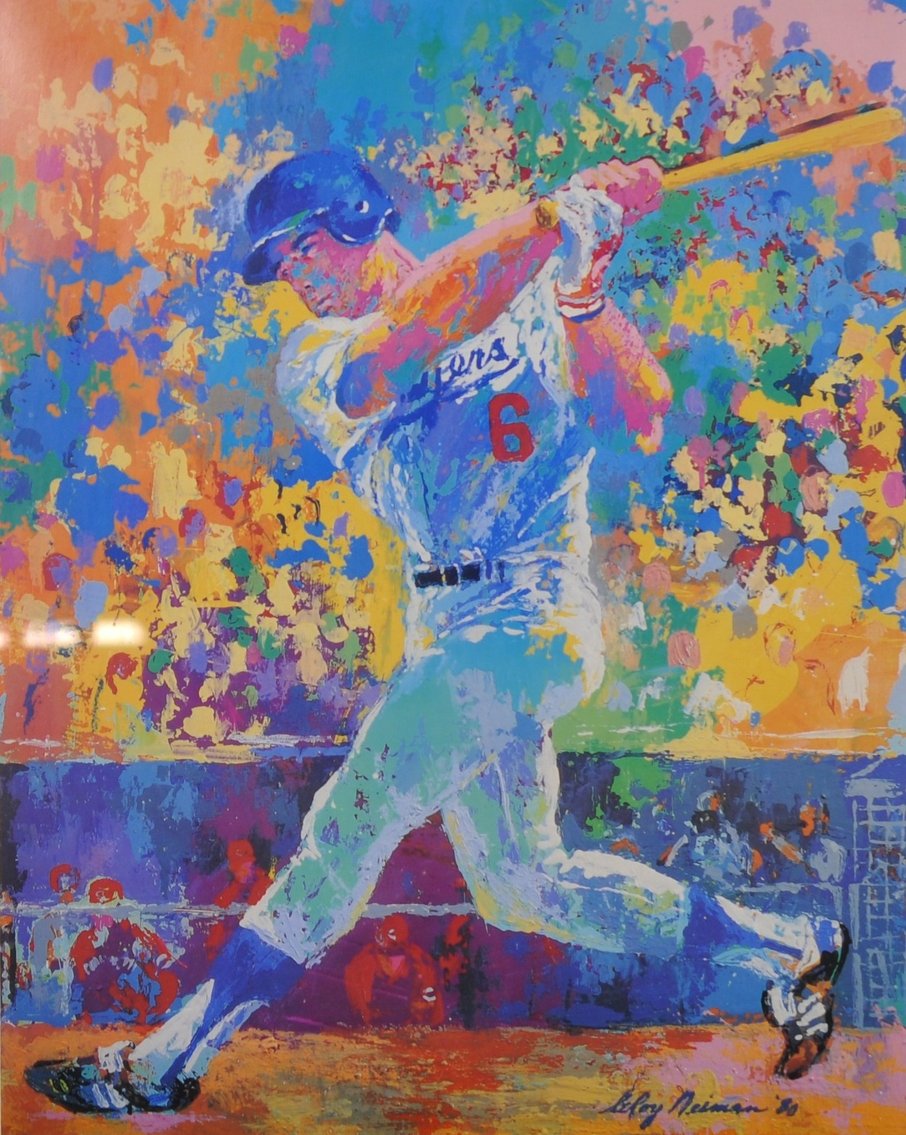 Signed Leroy Neiman Baseball Print of Steve Garvey