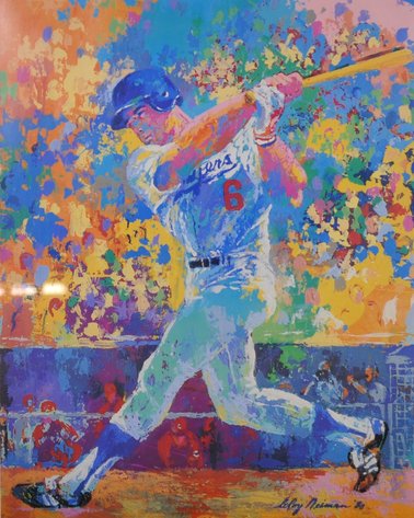 Signed Leroy Neiman Baseball Print of Steve Garvey